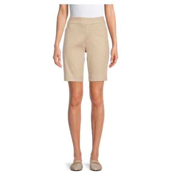 Time and Tru Women's Pull-On Bermuda Shorts, Natural Tan - Picture 1 of 5